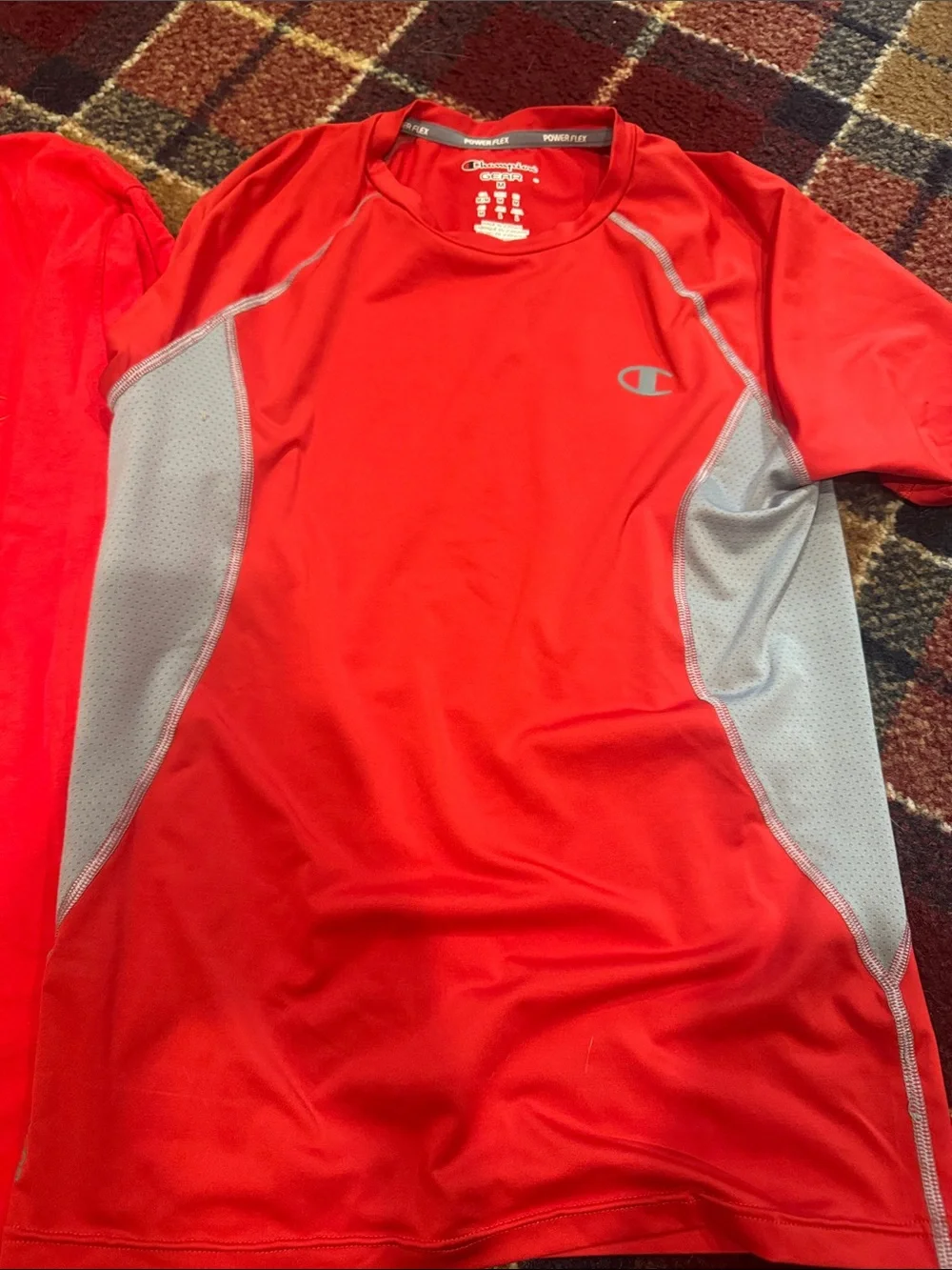 2 men’s size M Champion red  Short Sleeve Athletic shirts. - Picture 3 of 5